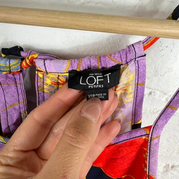 Ann Taylor LOFT Romper Jumpsuit Tropical with Pockets Multicolor Size XS Petite - Picture 4 of 6